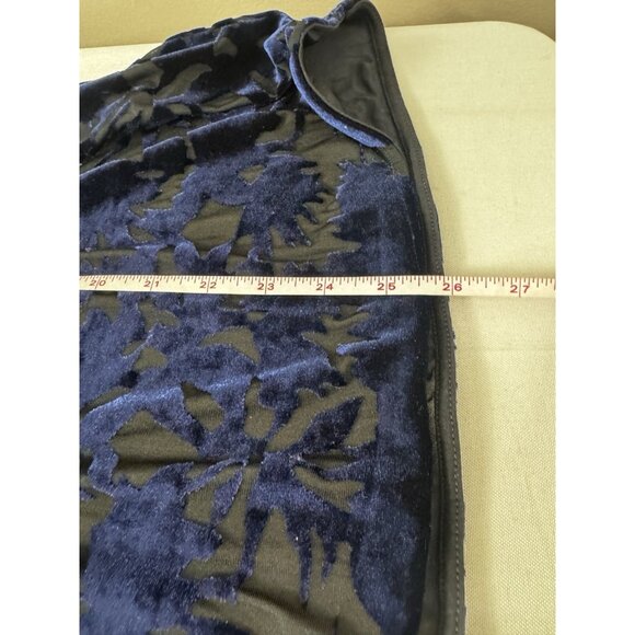 Chevignon Women M Navy Burnout Velvet Wrap Blouse Sheer Babydoll Boho Whimsigoth - Picture 9 of 9